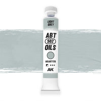 AK Interactive Abteilung 502 Light Grey Oil Paint AKABT170 bottle showcasing its subtle light grey color on a clean white background
