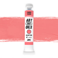 AK Interactive Abteilung 502 Faded Flesh Oil Paint AKABT190 bottle showcasing its subtle, realistic skin tone color on a clean white background
