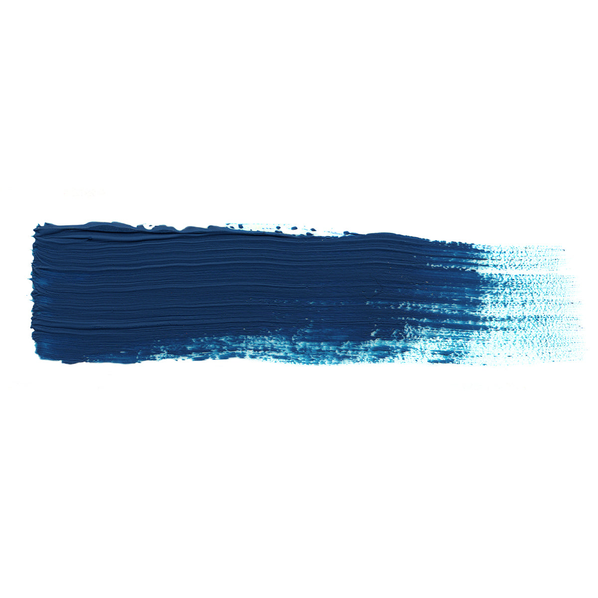 A smooth brush stroke of AKABT235 Intense Blue Oil Paint on a white background, demonstrating its vivid, intense blue tone perfect for creating striking details in fantasy and sci-fi modeling