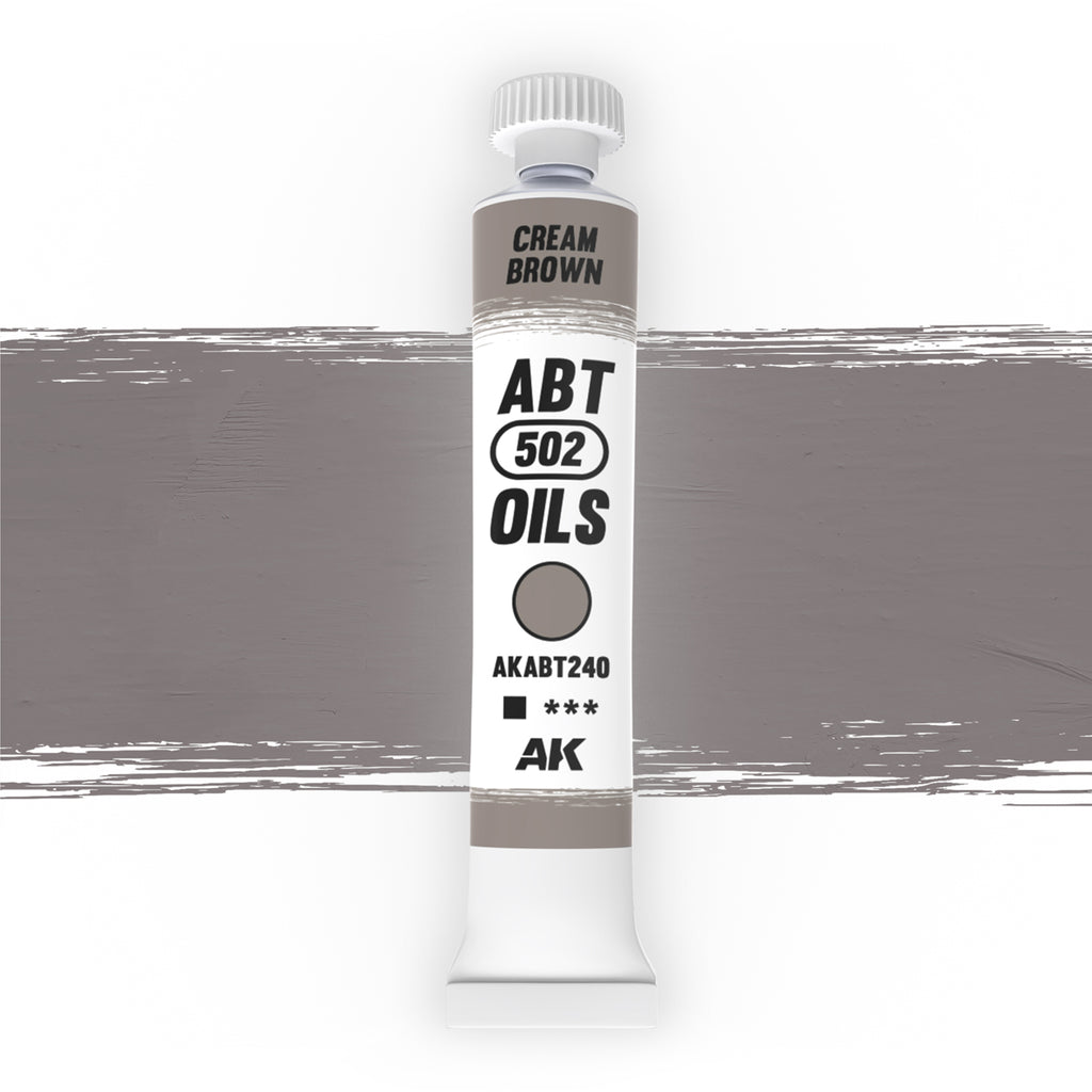 Abteilung 502 Cream Brown AKABT240 20 ml oil paint tube standing upright on a white background