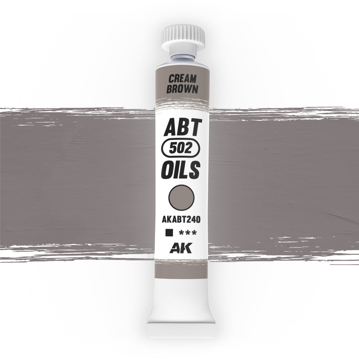Abteilung 502 Cream Brown AKABT240 20 ml oil paint tube standing upright on a white background