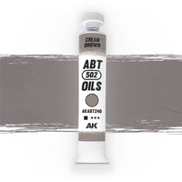 AK Interactive Abteilung 502 Cream Brown Oil Paint AKABT240 bottle showcasing its subtle, versatile brown color on a clean white background
