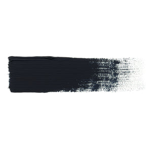 A smooth brush stroke of AKABT255 Payne's Grey Oil Paint on a white background, demonstrating its rich, muted tone perfect for creating depth and shadows in scale modeling