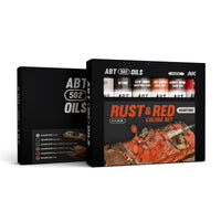 AK Interactive Abteilung 502 Oil Paints Rust and Red Colors Set AKABT304 package showcasing the complete set of six paint tubes on a clean white background
