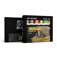 AK Interactive Abteilung 502 Oil Paints Diorama Colors Set AKABT307 package showcasing the complete set of six paint tubes on a clean white background
