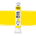 AK Interactive Abteilung 502 Primary Yellow Oil Paint AKABT535 bottle showcasing its pure, vibrant yellow color on a clean white background