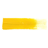 A smooth brush stroke of AKABT535 Primary Yellow Oil Paint on a white background, demonstrating its rich, true yellow tone perfect for color mixing and creating warm effects in scale modeling
