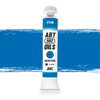 Abteilung 502 Cyan AKABT540 20 ml oil paint tube standing upright on a white background