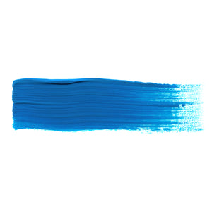 A smooth brush stroke of AKABT540 Cyan Oil Paint on a white background, demonstrating its rich, cool cyan tone perfect for color mixing and creating cool effects in scale modeling