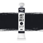 AK Interactive Abteilung 502 Prussian Blue Oil Paint AKABT545 bottle showcasing its deep, rich blue color with a hint of green on a clean white background