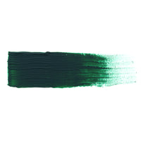 A smooth brush stroke of AKABT550 Emerald Green Oil Paint on a white background, demonstrating its vibrant, rich green tone perfect for creating striking highlights and details in scale modeling
