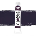  AK Interactive Abteilung 502 Permanent Violet Oil Paint AKABT555 bottle showcasing its rich, deep violet color on a clean white background