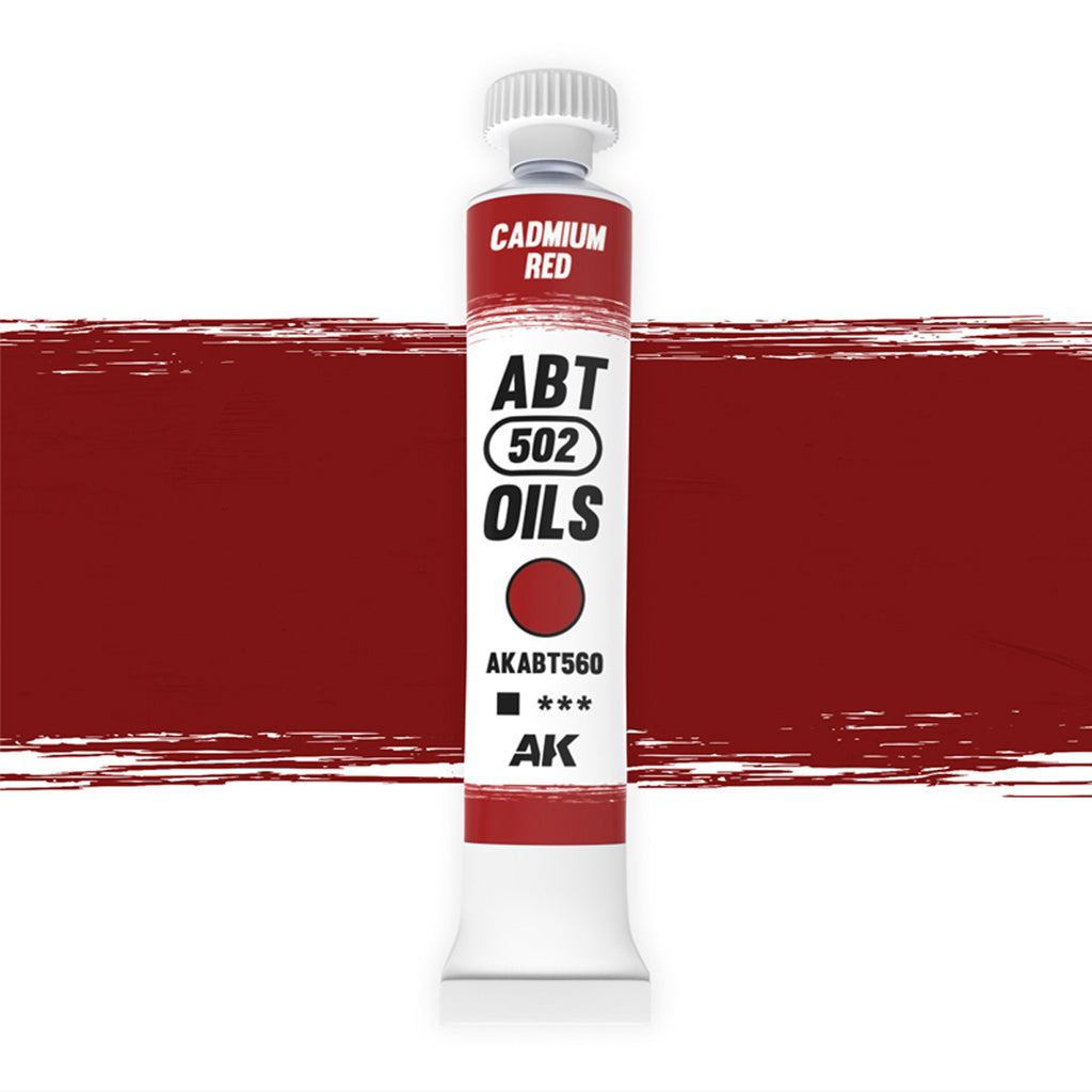 Abteilung 502 Cadmium Red AKABT560 20ml oil paint tube standing upright on a white background