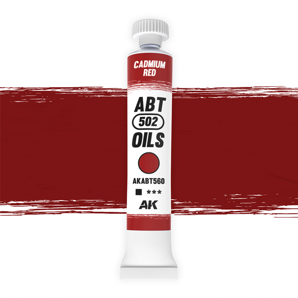 Abteilung 502 Cadmium Red AKABT560 20ml oil paint tube standing upright on a white background