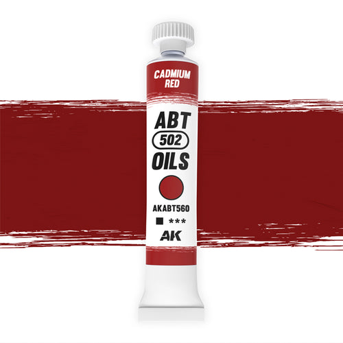 Abteilung 502 Cadmium Red AKABT560 20ml oil paint tube standing upright on a white background