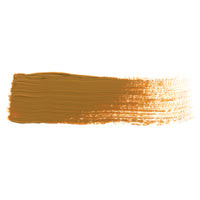 A smooth brush stroke of AKABT610 Ochre Oil Paint on a white background, demonstrating its versatile, warm ochre tone perfect for creating weathering effects and natural colors in scale modeling
