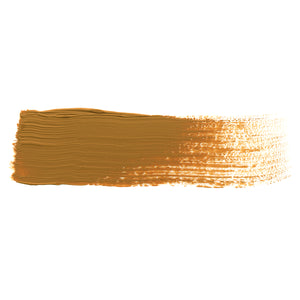 A smooth brush stroke of AKABT610 Ochre Oil Paint on a white background, demonstrating its versatile, warm ochre tone perfect for creating weathering effects and natural colors in scale modeling