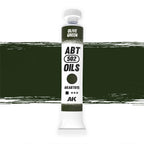 AK Interactive Abteilung 502 Olive Green Oil Paint AKABT615 bottle showcasing its authentic military olive green color on a clean white background