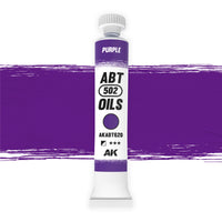 AK Interactive Abteilung 502 Purple Oil Paint AKABT620 bottle showcasing its rich, dark magenta color on a clean white background
