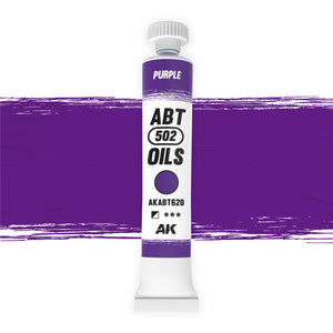 AK Interactive Abteilung 502 Purple Oil Paint AKABT620 bottle showcasing its rich, dark magenta color on a clean white background