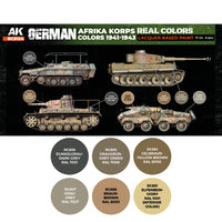  Detailed close-up of RCS124 set label displaying the six historically accurate German Afrika Korps paint colors, essential for precise scale modeling of WWII DAK vehicles and select Eastern Front units