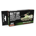AK Interactive Real Colors British AFV Desert Colors RCS127 box with six 17 ml lacquer paint bottles