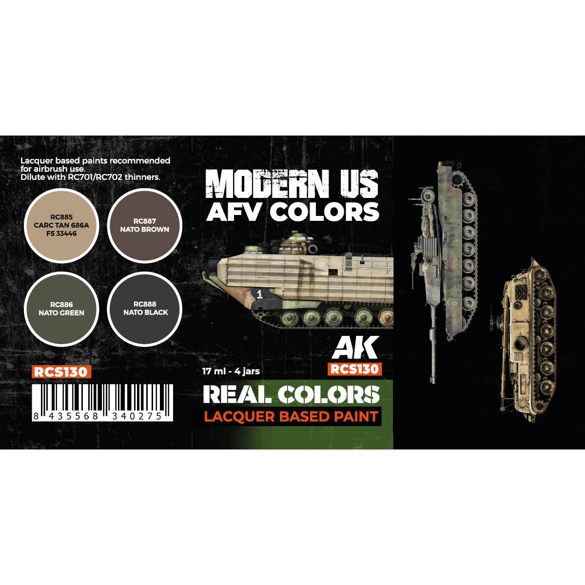 Modern US AFV Colors 1984-Today - RCS130 Authentic Paint Set