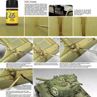 Fuel spill effect using AK025 Fuel Stains on a model vehicle, realistic appearance for modern and classic vehicles.