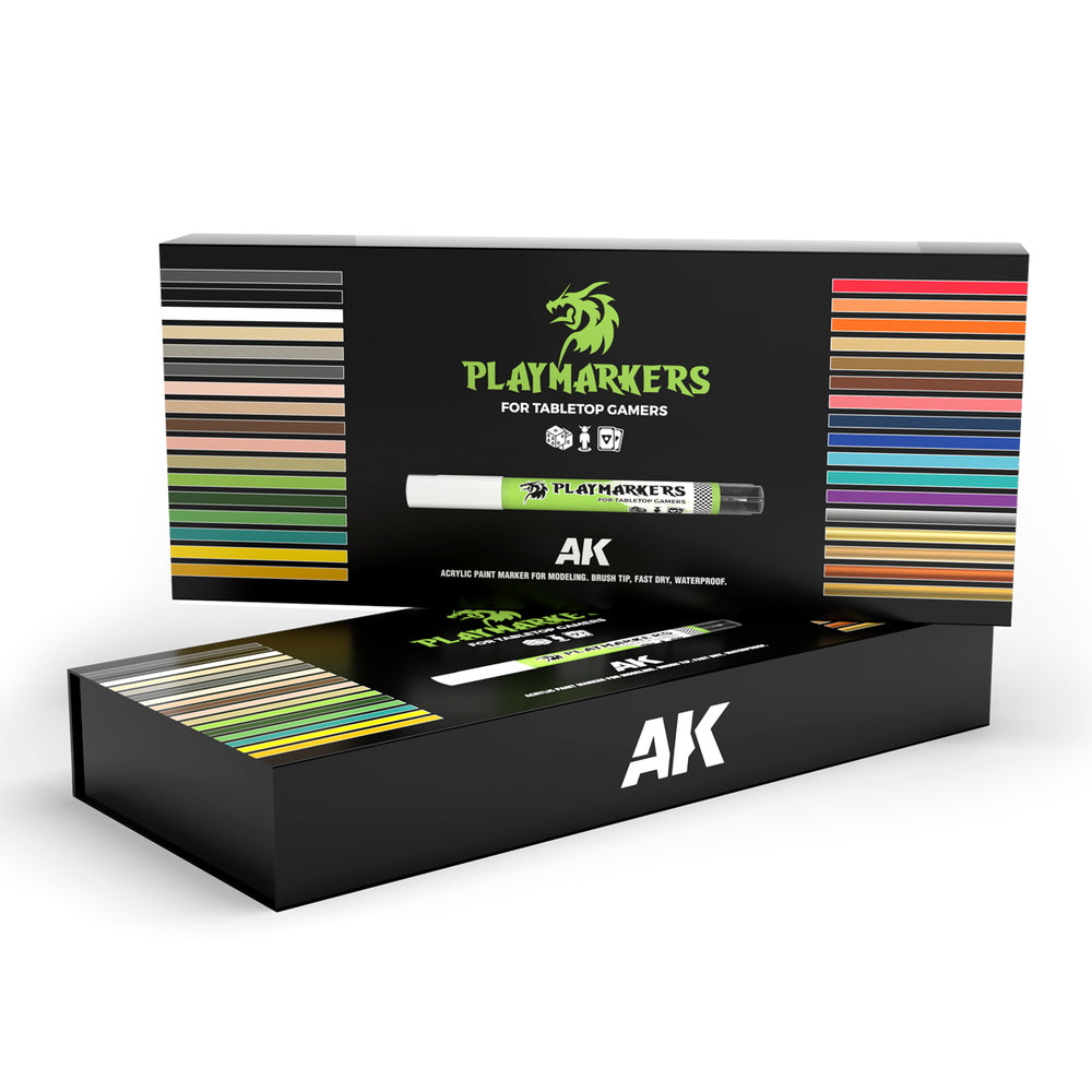 AK Interactive AKM150 Special Box Playmarkers Set - 34 Premium Weathering Markers for Models & Miniatures