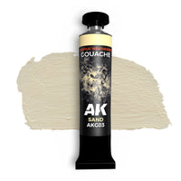 AK Interactive Sand - AK Gouache (20ml), ideal for creating sand, dirt, and earth effects on miniatures and models with a smooth finish.
