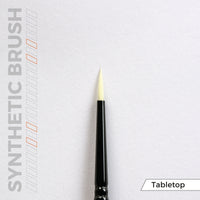 Detailed view of the individual brushes in the AK Interactive Tabletop Synthetic Brushes Set, designed for miniature detailing and painting.