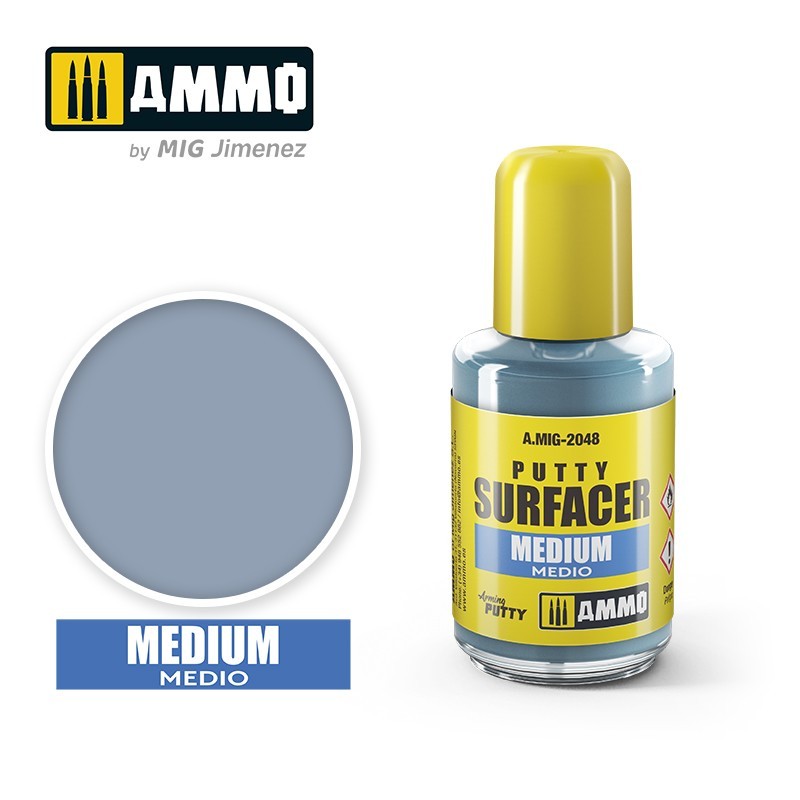 AMMO by MIG Putty Surfacer Medium 30ml, MIG2048, professional-grade liquid putty for filling medium gaps and achieving a perfect finish.