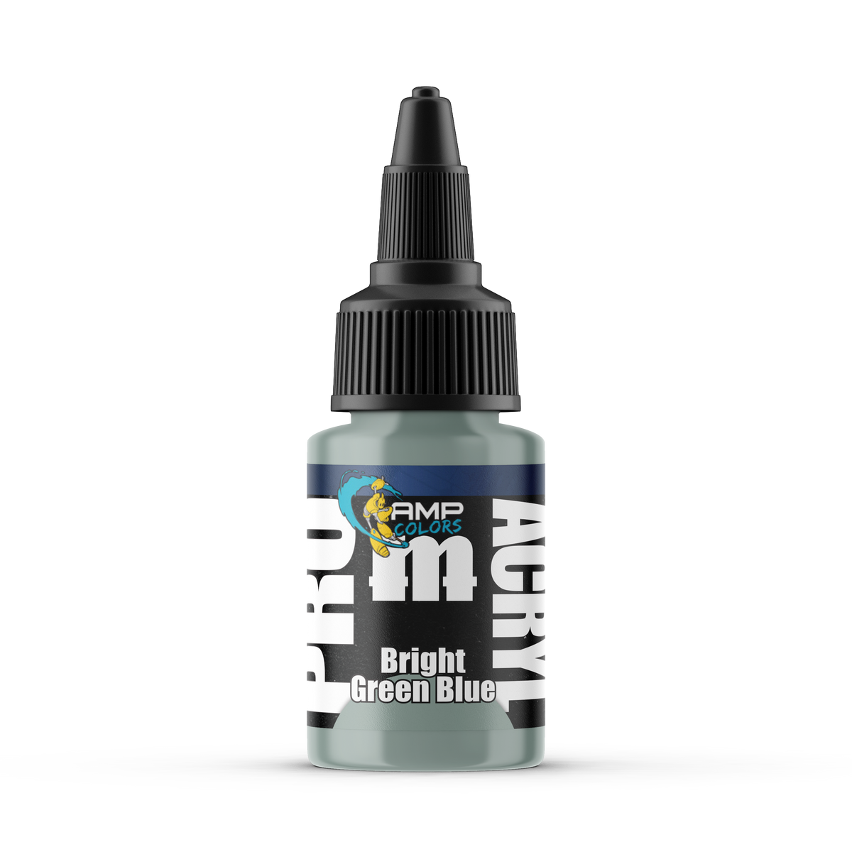 Monument Hobbies Pro Acryl AMP Bright Green Blue AMP-009 — 22ml bottle with colour swatch
