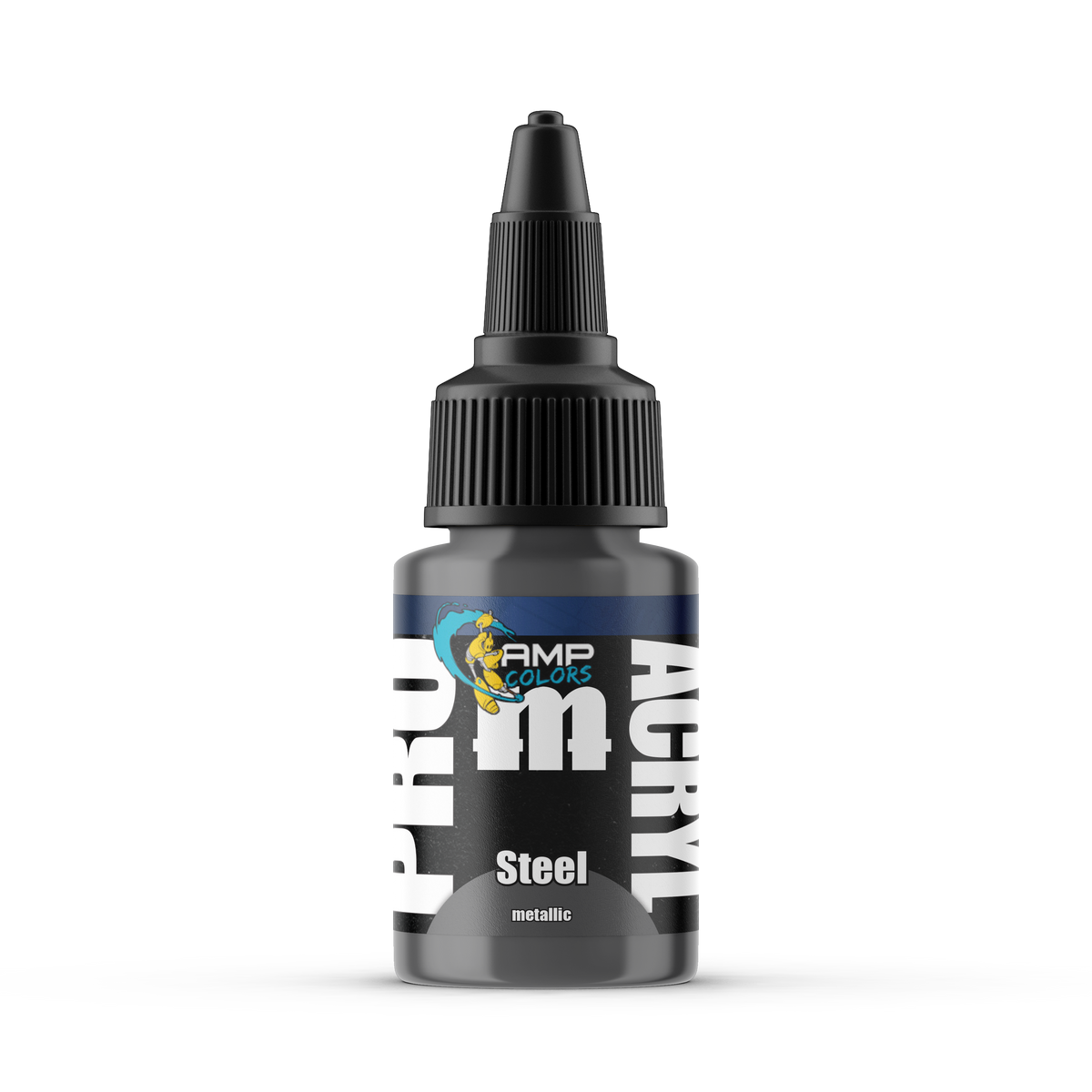 Monument Hobbies Pro Acryl AMP Steel AMP-010 — 22ml bottle with colour swatch