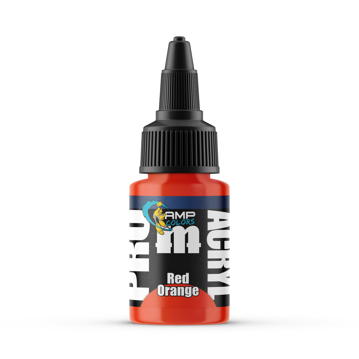 Monument Hobbies Pro Acryl AMP Red Orange AMP-017 — 22ml bottle with colour swatch