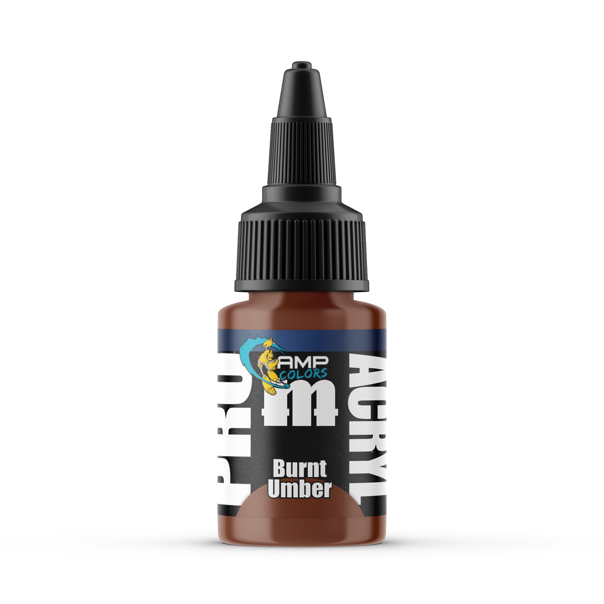 Monument Hobbies Pro Acryl AMP Burnt Umber AMP-018 — 22ml bottle with colour swatch
