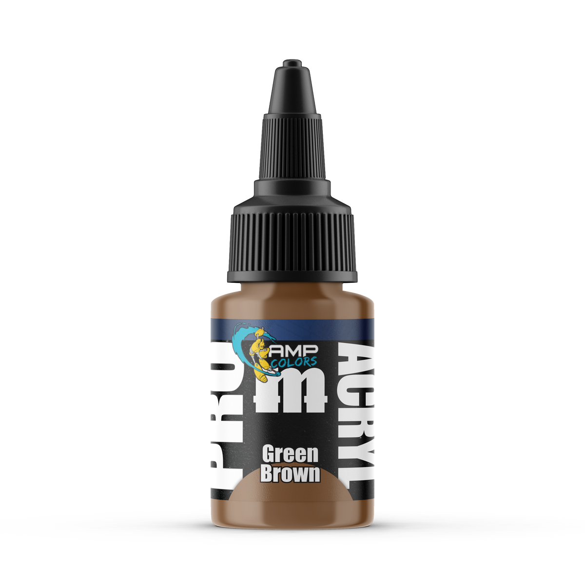Monument Hobbies Pro Acryl AMP Green Brown AMP-020 — 22ml bottle with colour swatch