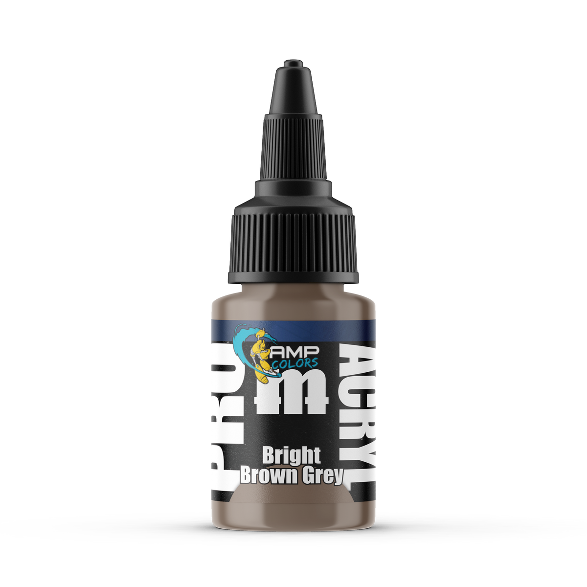 Monument Hobbies Pro Acryl AMP Bright Brown Grey AMP-021 — 22ml bottle with colour swatch