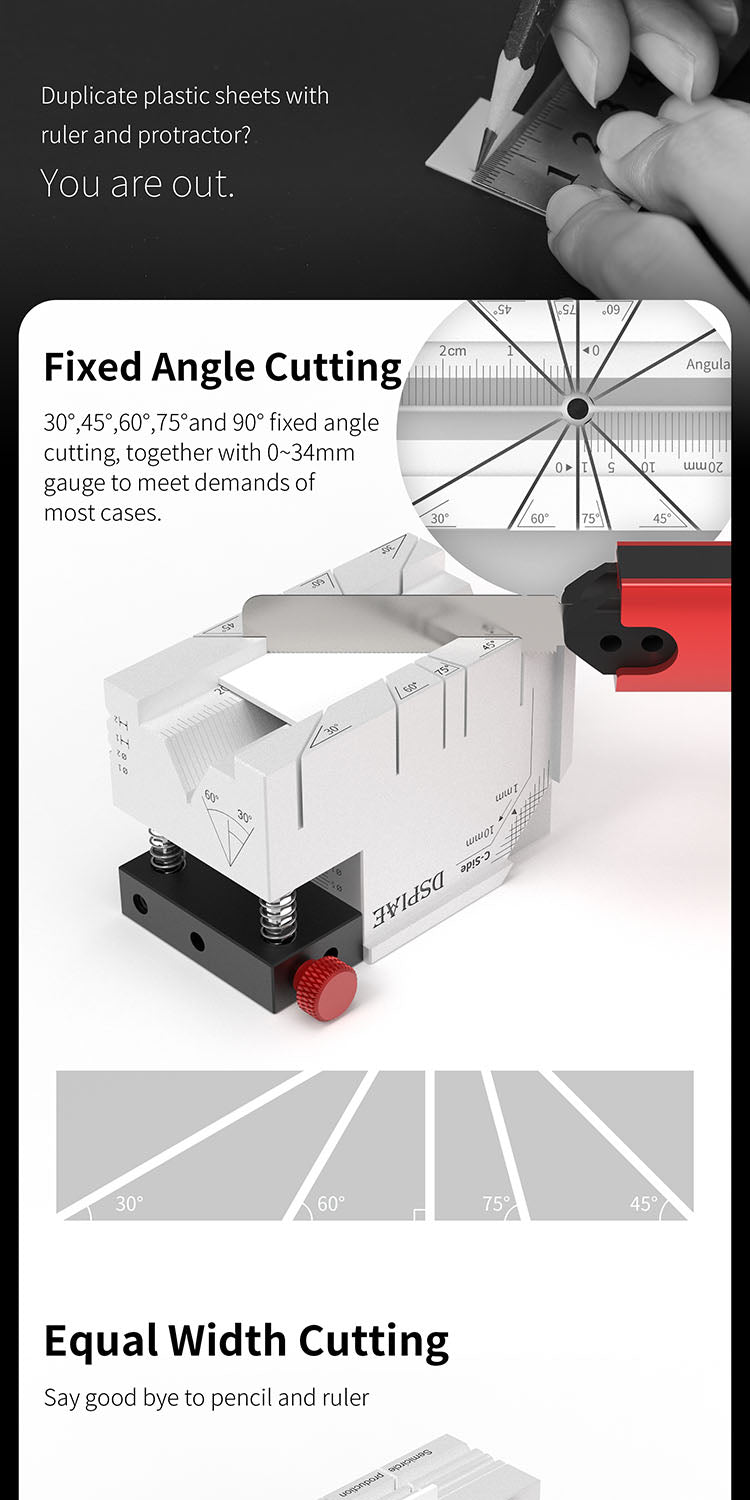 DSPIAE Hobby Cube panel: fixed angle cutting at 30, 45, 60, 75 and 90 degrees with a 0-34 mm gauge