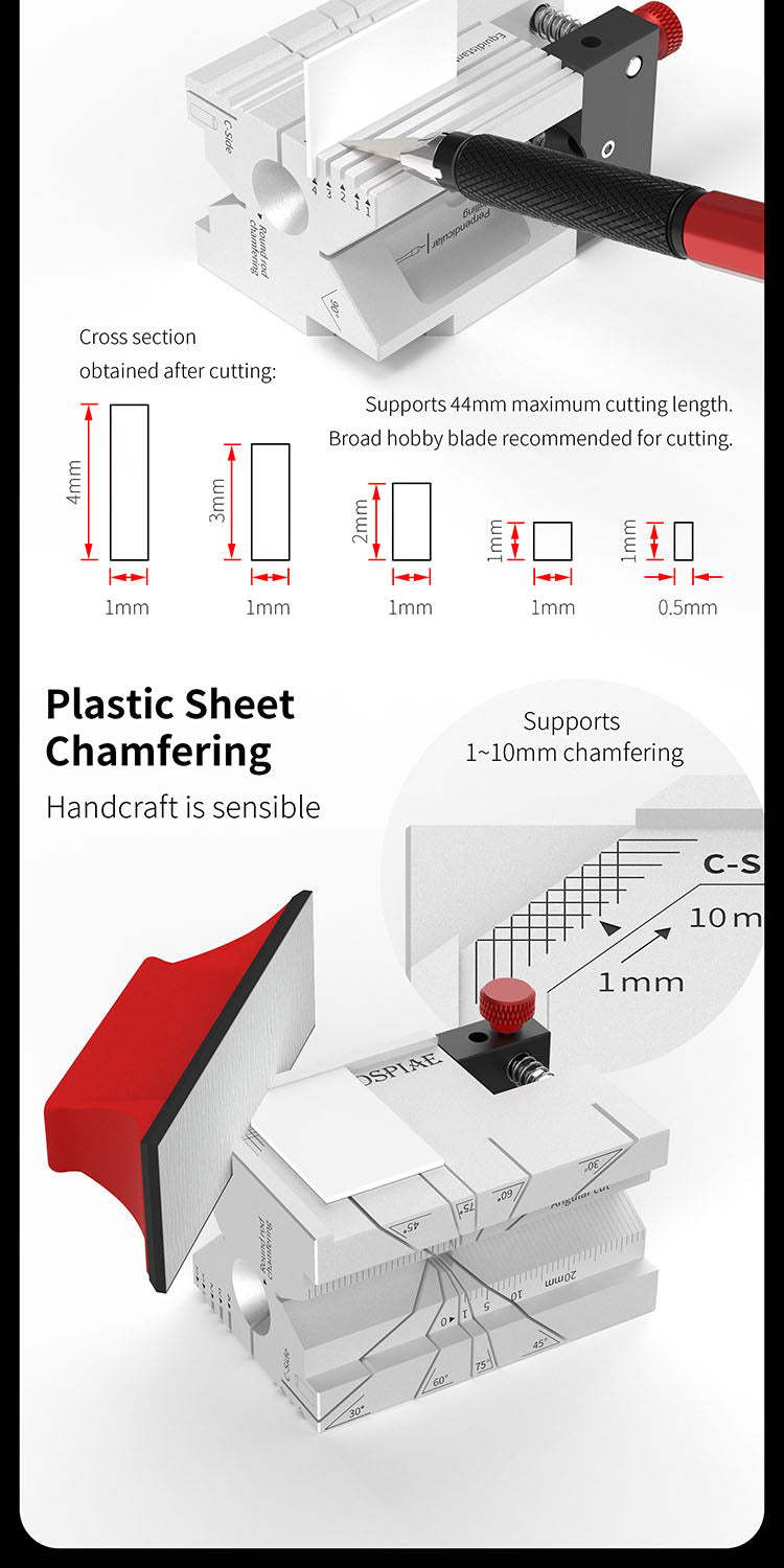 DSPIAE Hobby Cube panel: equal width strips down to 0.5 mm, 44 mm cutting length, 1-10 mm sheet chamfers