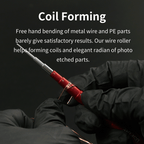 DSPIAE Coil Forming panel: copper wire wound into an even coil on the red AT-CR stepped roller
