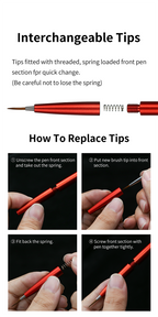 DSPIAE panel: changing a detail tip in the AT-FB brush: unscrew, take out the spring, insert the tip, refit