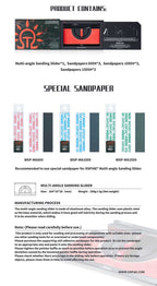 DSPIAE AT-MA contents and specification: slider, three each of 600, 1000 and 1500 grit paper, 299 g net