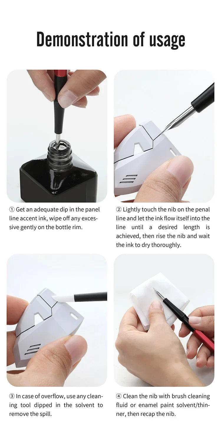 DSPIAE AT-PL PRO demonstration: dip, touch the line, clean up overflow, clean the nib and recap