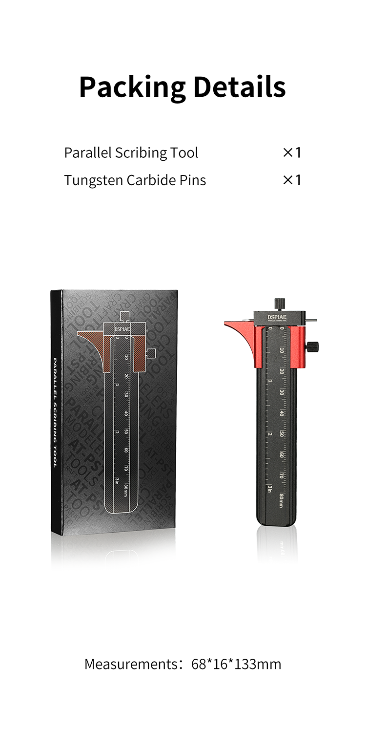 DSPIAE packing details for the AT-PST: one parallel scribing tool and one tungsten carbide pin