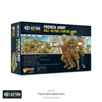 Front view of the Bolt Action French Army Starter Army box, showcasing artwork and product details for WWII French forces.
