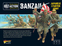 Front view of the Bolt Action Japanese Starter Army box, showcasing artwork and product details for WWII Japanese forces.
