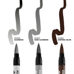 Close-up of three AK Real Colors Chipping acrylic markers: Aluminium, Dark Aluminium and Chipping Color