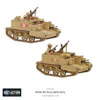 British 8th Army desert scout vehicle miniature with crew, perfect for reconnaissance missions in tabletop battles.
