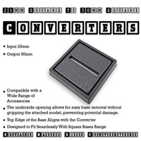 25 to 30mm Square Base Converters | Warhammer Fantasy & The Old World | Injection Moulded | No Rebasing Required
